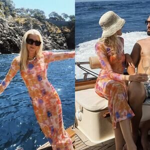 Nasty Gal Tie Dye Mesh Maxi Dress US 6 Italy Vacation Resort Summer Beach Yatcha